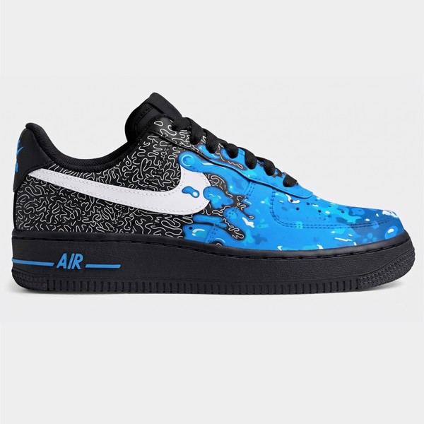 Hand Painted White Blue Liquid Drip Shoes, Custom Doodle Art Sneakers, Black Custom Sneakers, Personalized Gift for Him Her - Custom Hand-Painted Shoes | ZivoSell