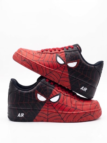 Custom Red Black Web Pattern Sneakers, Hand Painted Superhero Sneakers, Red Black Comic Shoes, Unique Gift for Men Women. - Custom Hand-Painted Shoes | ZivoSell