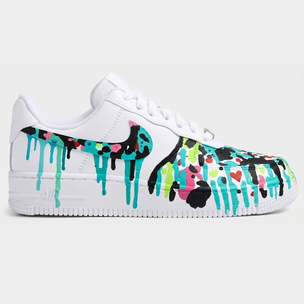 Teal Splatter Custom Sneakers, Hand Painted Colorful Shoes, White Sneakers Custom, Personalized Gift for Street Style Lovers. - Custom Hand-Painted Shoes | ZivoSell