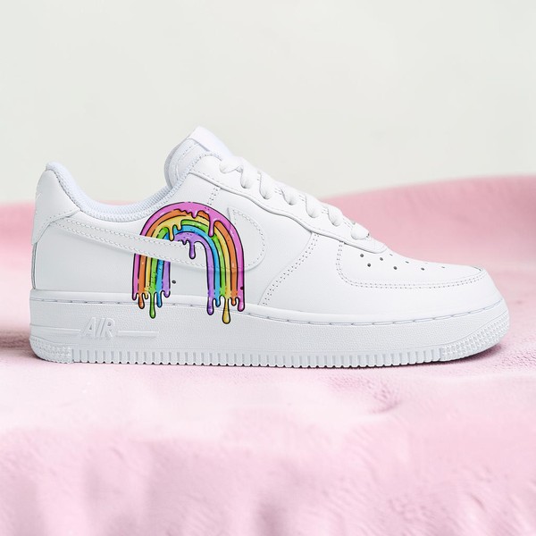 Hand-Painted Rainbow Splash AF1, Custom Rainbow Melting Sneakers, Unique Colorful Rainbow AF1 Shoes, Personalized Gift for Color Lovers. - Custom Hand-Painted Shoes | ZivoSell