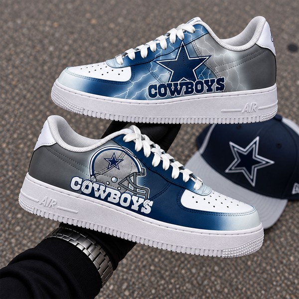Dallas Cowboys Custom Sneakers, Navy Blue Silver Football Fan Shoes - Custom Hand-Painted Shoes | ZivoSell