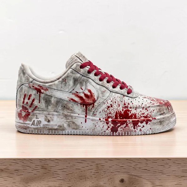 Hand Painted Blood Splatter Sneakers, Custom Bloody Hands Sneakers, Grungy Shoes Style, Unique Halloween Gift. - Custom Hand-Painted Shoes | ZivoSell