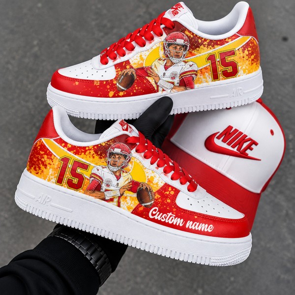 Custom Football #15 Red & Gold Sneakers - Custom Hand-Painted Shoes | ZivoSell