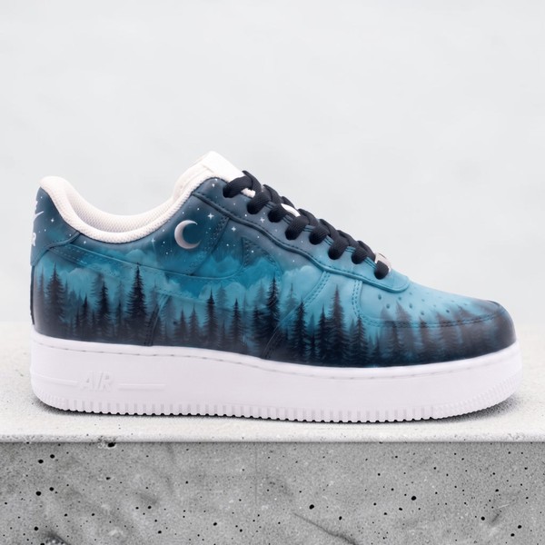 Custom Night Sky Sneakers, Hand-Painted Forest Design Shoes, Personalized Sneakers for Nature Lovers, Starry Moon Art - Custom Hand-Painted Shoes | ZivoSell