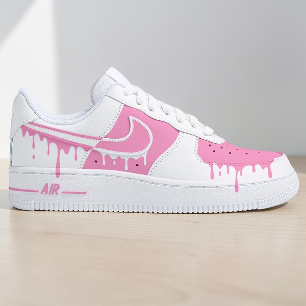 Custom Light Purple Drip AF1 Sneakers, Hand-Painted White Sneakers, Melting Paint AF1, Personalized Gift for Her Him. - Custom Hand-Painted Shoes | ZivoSell