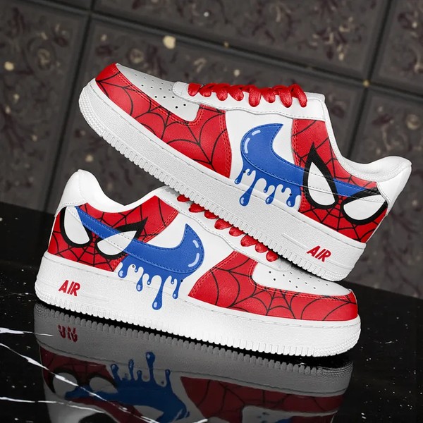 Custom Spider Drip AF1 Sneakers, Web Design with Spider Graphic, Hand-Painted Artistic Trainers, Unisex Custom Gift Shoes - Custom Hand-Painted Shoes | ZivoSell