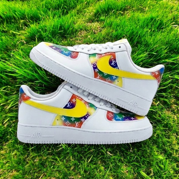 Luxury Drip AF1 Custom Sneakers, Hand-Painted Rainbow Drip Design, Vibrant Streetwear Shoes, Custom Drip Sneakers for Him Her - Custom Hand-Painted Shoes | ZivoSell