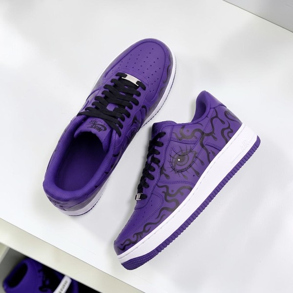 Custom Eye Purple AF1 Sneakers, Hand Painted Black Eye Sneakers, Unique Streetwear Shoes, Unique Gift for Him Her. - Custom Hand-Painted Shoes | ZivoSell