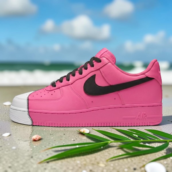 Custom Pink Pastel Zipper AF1 Sneakers, Hand Painted Zipper Shoes, Custom White AF1 Sneakers, Unique Gift for Teens. - Custom Hand-Painted Shoes | ZivoSell