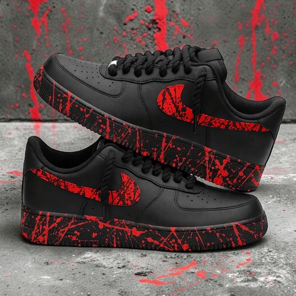 Red Splatter Sneaker - Custom Hand-Painted Shoes | ZivoSell