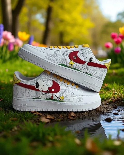 Custom Cartoon Character Dog Af1 Sneakers, Personalized Playful Artwork Shoes, Unique Custom Sneakers with Fun Designs - Custom Hand-Painted Shoes | ZivoSell