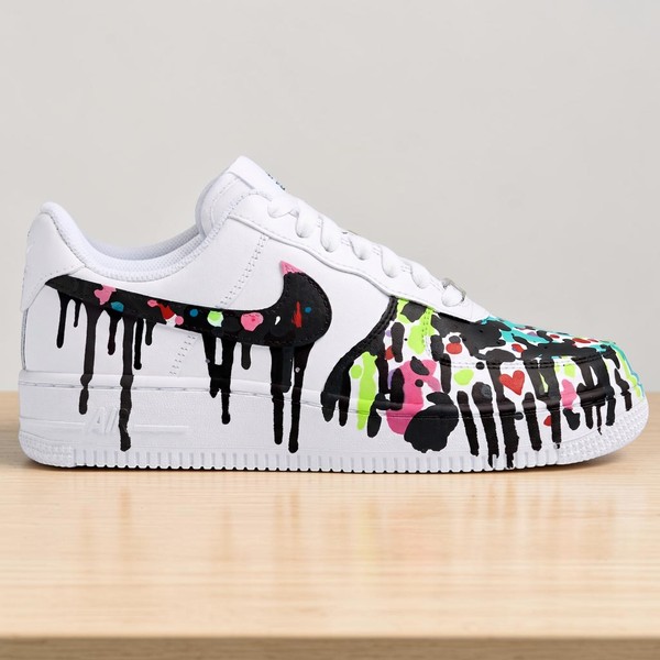 Hand Painted Colorful Splatter Sneakers, Color Drip Custom Shoes, Unique Streetwear Sneakers, Custom White Sneakers. - Custom Hand-Painted Shoes | ZivoSell