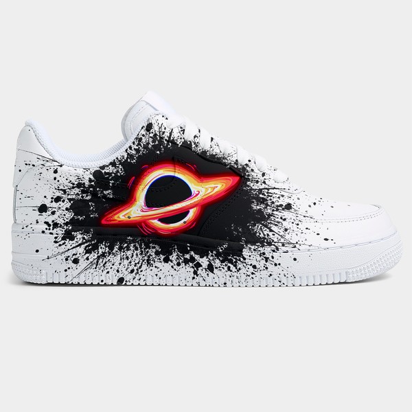 Custom Black Hole Galaxy AF1 Sneakers, Hand Painted Splatter Art Sneakers, Black and Red Galaxy Sneakers Personalized Gift for Him Her. - Custom Hand-Painted Shoes | ZivoSell