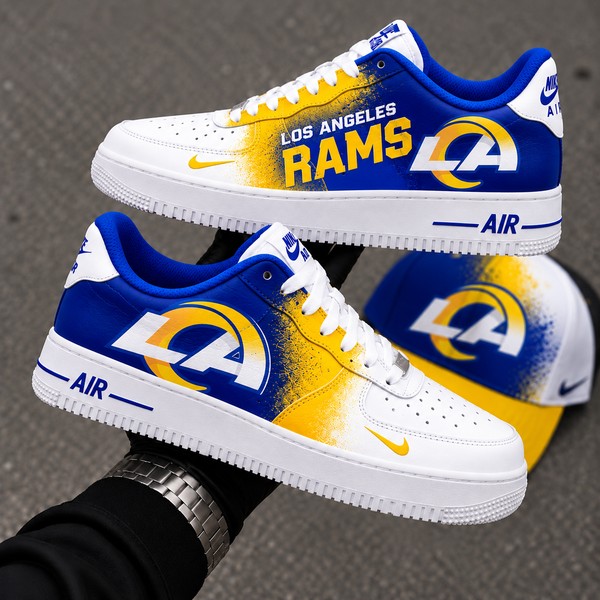 Los Angeles Rams Custom Sneakers, Blue Yellow Football Fan Shoes, LA Rams - Custom Hand-Painted Shoes | ZivoSell